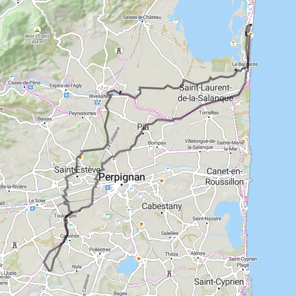 Map miniature of "Scenic Road Tour" cycling inspiration in Languedoc-Roussillon, France. Generated by Tarmacs.app cycling route planner