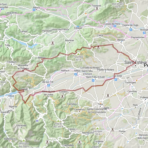 Map miniature of "Gravel Adventure in the Hills" cycling inspiration in Languedoc-Roussillon, France. Generated by Tarmacs.app cycling route planner