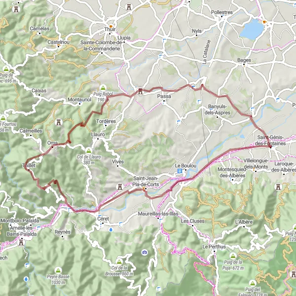 Map miniature of "Gravel Adventures" cycling inspiration in Languedoc-Roussillon, France. Generated by Tarmacs.app cycling route planner