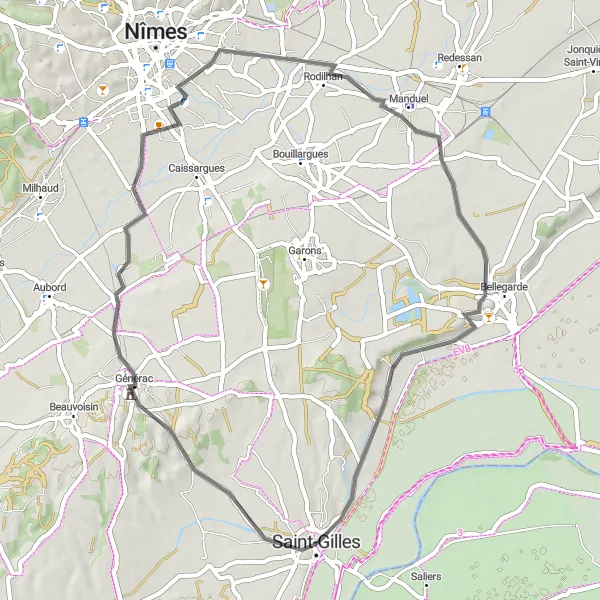 Map miniature of "Picturesque Road Cycling Adventure" cycling inspiration in Languedoc-Roussillon, France. Generated by Tarmacs.app cycling route planner