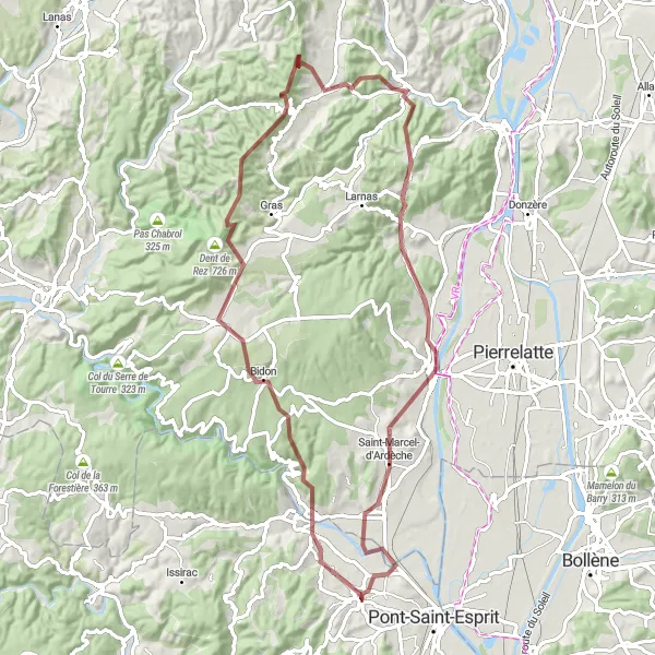 Map miniature of "The Legends of Vallon de Tourne" cycling inspiration in Languedoc-Roussillon, France. Generated by Tarmacs.app cycling route planner