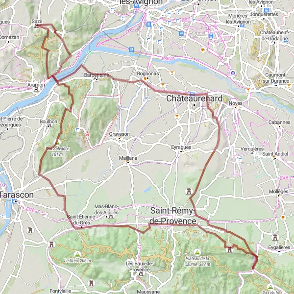 Miniature de la carte de l'inspiration cycliste "Escapade en terres sauvages" dans la Languedoc-Roussillon, France. Générée par le planificateur d'itinéraire cycliste Tarmacs.app