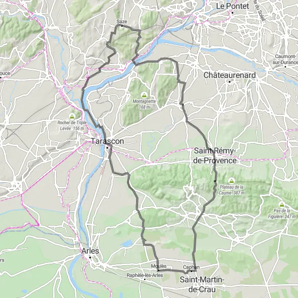 Miniature de la carte de l'inspiration cycliste "Les trésors de Saze et alentours" dans la Languedoc-Roussillon, France. Générée par le planificateur d'itinéraire cycliste Tarmacs.app