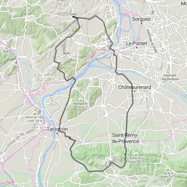 Miniature de la carte de l'inspiration cycliste "Les trésors du Provençal" dans la Languedoc-Roussillon, France. Générée par le planificateur d'itinéraire cycliste Tarmacs.app