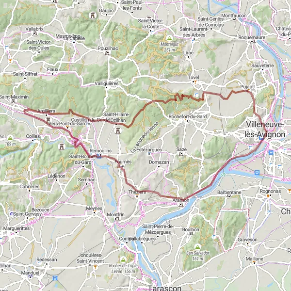 Miniature de la carte de l'inspiration cycliste "La Quête des Vestiges" dans la Languedoc-Roussillon, France. Générée par le planificateur d'itinéraire cycliste Tarmacs.app