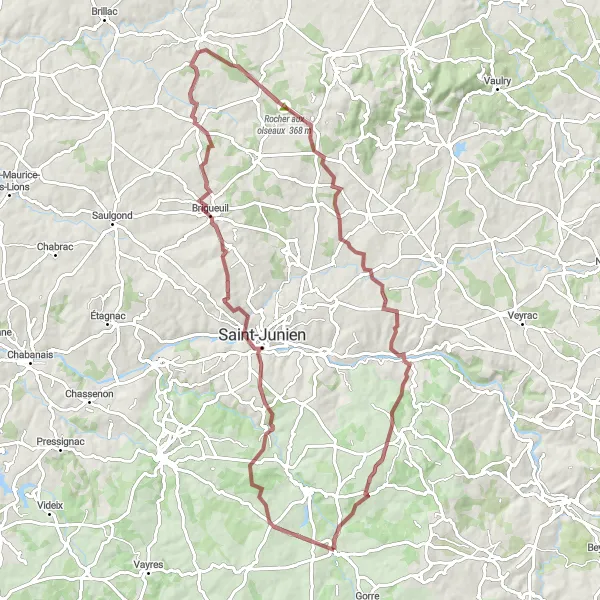 Miniature de la carte de l'inspiration cycliste "Exploration des Collines et Vallées" dans la Limousin, France. Générée par le planificateur d'itinéraire cycliste Tarmacs.app