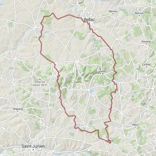 Miniature de la carte de l'inspiration cycliste "Les Collines de Limousin" dans la Limousin, France. Générée par le planificateur d'itinéraire cycliste Tarmacs.app