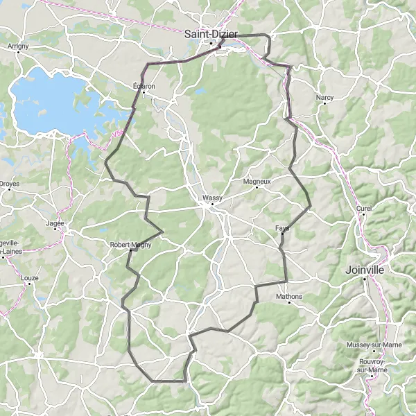 Map miniature of "Ancerville to Eurville-Bienville Loop" cycling inspiration in Lorraine, France. Generated by Tarmacs.app cycling route planner