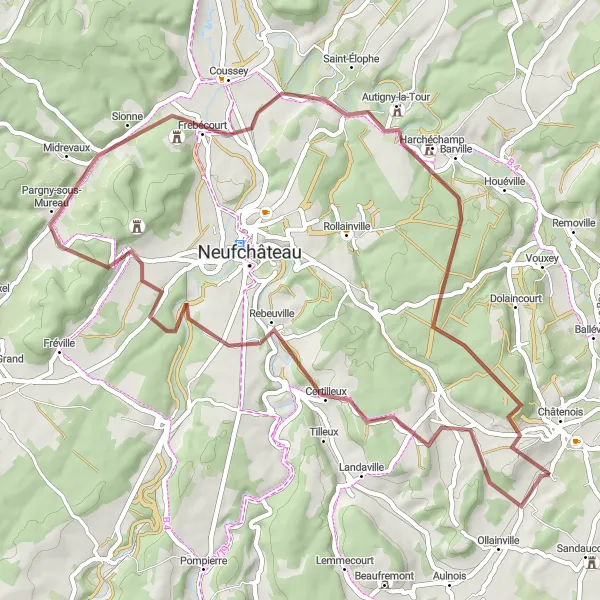 Miniature de la carte de l'inspiration cycliste "Exploration de la Campagne de Certilleux" dans la Lorraine, France. Générée par le planificateur d'itinéraire cycliste Tarmacs.app