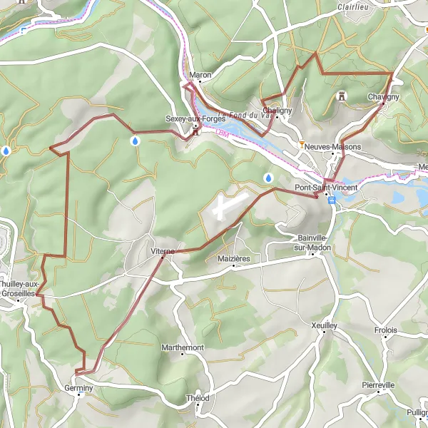 Map miniature of "Scenic Gravel Loop" cycling inspiration in Lorraine, France. Generated by Tarmacs.app cycling route planner