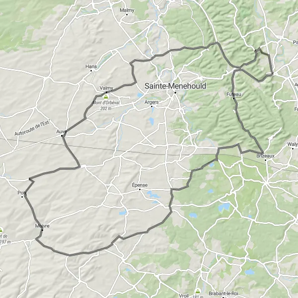 Map miniature of "Ultimate Road Cycling Adventure in Lorraine" cycling inspiration in Lorraine, France. Generated by Tarmacs.app cycling route planner