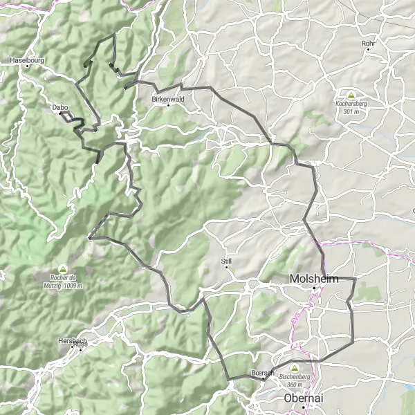 Map miniature of "Stunning Vistas and Historic Castles" cycling inspiration in Lorraine, France. Generated by Tarmacs.app cycling route planner