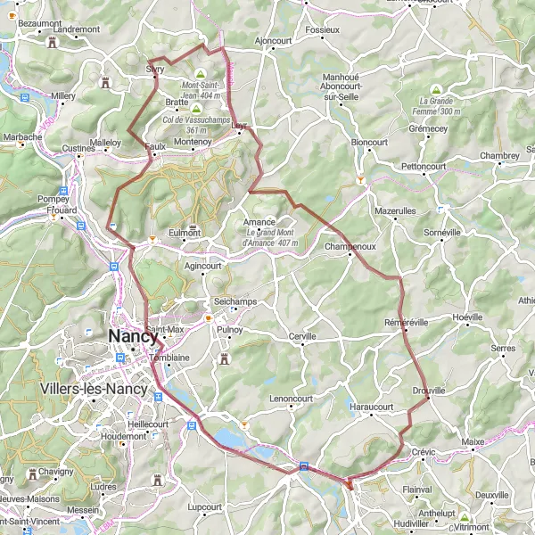 Map miniature of "The Hillside Challenge" cycling inspiration in Lorraine, France. Generated by Tarmacs.app cycling route planner