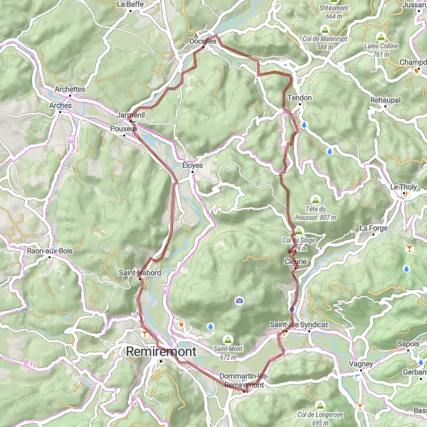 Map miniature of "Gravel Adventure in the Vosges" cycling inspiration in Lorraine, France. Generated by Tarmacs.app cycling route planner