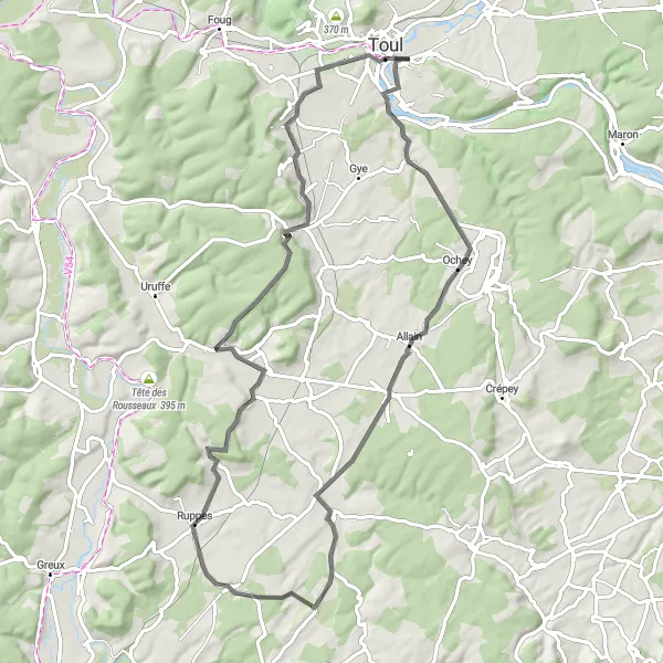 Map miniature of "Historic Gems and Scenic Beauty" cycling inspiration in Lorraine, France. Generated by Tarmacs.app cycling route planner