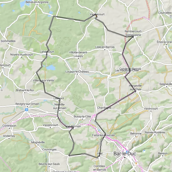 Map miniature of "Laimont Loop Road Cycling Route" cycling inspiration in Lorraine, France. Generated by Tarmacs.app cycling route planner