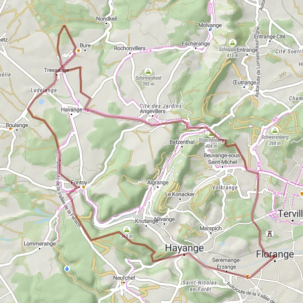 Miniature de la carte de l'inspiration cycliste "Tour des Châteaux en Lorraine" dans la Lorraine, France. Générée par le planificateur d'itinéraire cycliste Tarmacs.app