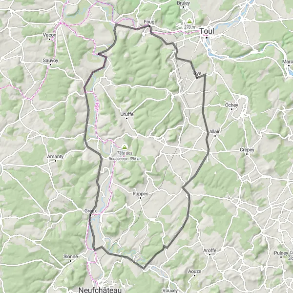 Map miniature of "Scenic Ride" cycling inspiration in Lorraine, France. Generated by Tarmacs.app cycling route planner