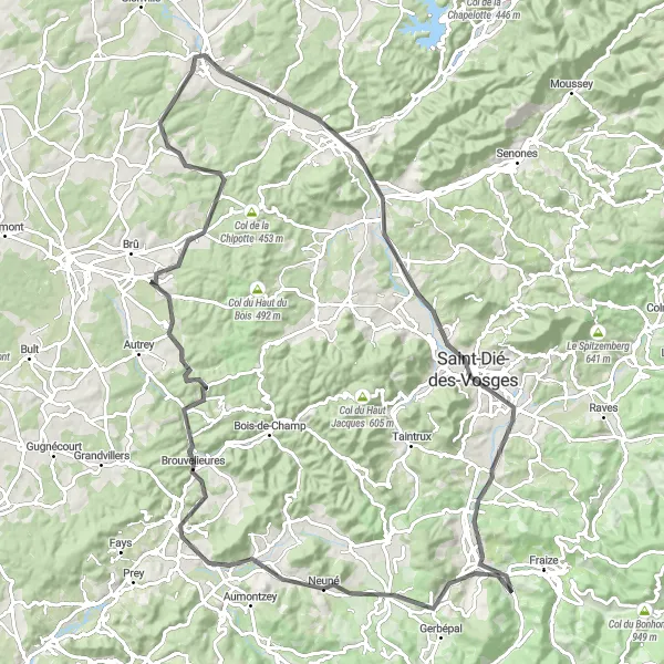 Map miniature of "Lorraine Countryside Ride" cycling inspiration in Lorraine, France. Generated by Tarmacs.app cycling route planner