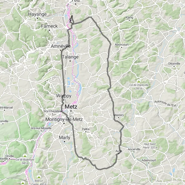 Map miniature of "Amnéville Excursion" cycling inspiration in Lorraine, France. Generated by Tarmacs.app cycling route planner