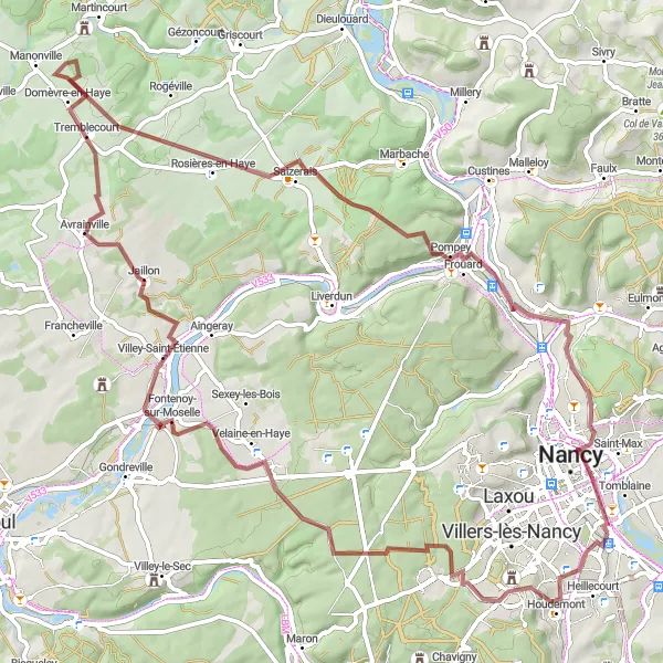 Map miniature of "Discovering the Beauty of Haute-Marne" cycling inspiration in Lorraine, France. Generated by Tarmacs.app cycling route planner