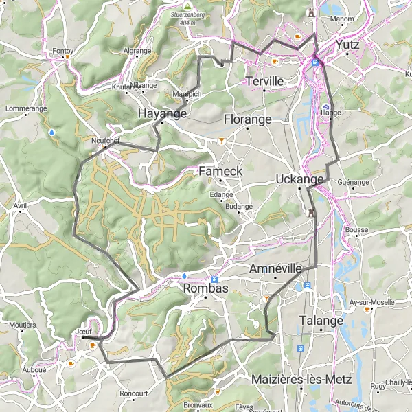 Map miniature of "Neufchef to Montois-la-Montagne Road Cycling Route" cycling inspiration in Lorraine, France. Generated by Tarmacs.app cycling route planner