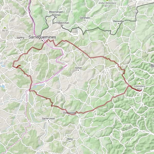 Map miniature of "The Gravel Adventure: Lemberg to Beerenberg" cycling inspiration in Lorraine, France. Generated by Tarmacs.app cycling route planner