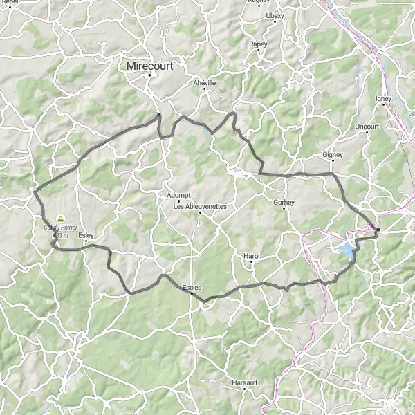 Map miniature of "Countryside Escape: Les Forges Adventure" cycling inspiration in Lorraine, France. Generated by Tarmacs.app cycling route planner