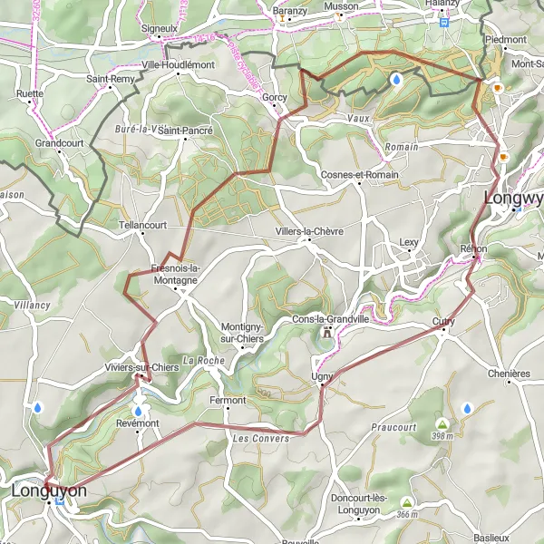 Map miniature of "Enchanting Villages of Lorraine" cycling inspiration in Lorraine, France. Generated by Tarmacs.app cycling route planner