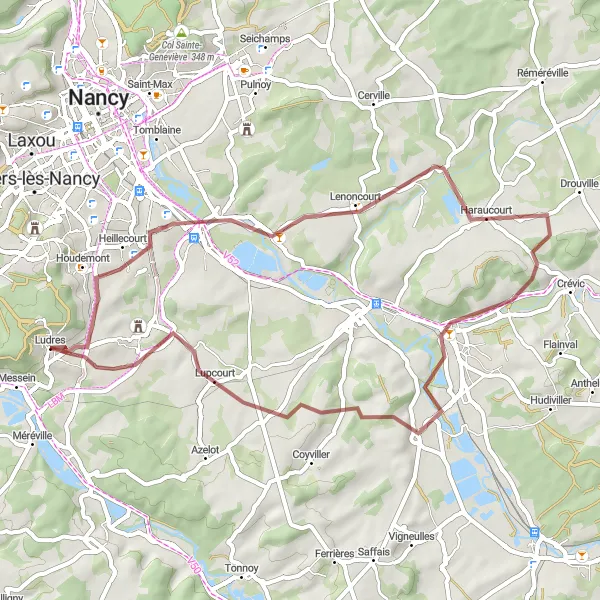 Map miniature of "Nancy Greenway" cycling inspiration in Lorraine, France. Generated by Tarmacs.app cycling route planner