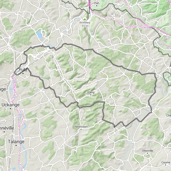 Map miniature of "Discovering Cattenom and Thionville" cycling inspiration in Lorraine, France. Generated by Tarmacs.app cycling route planner