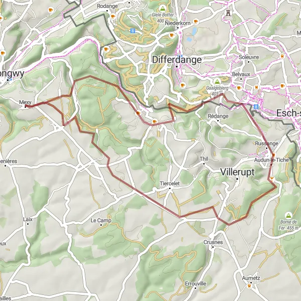 Map miniature of "Gravel Adventure" cycling inspiration in Lorraine, France. Generated by Tarmacs.app cycling route planner