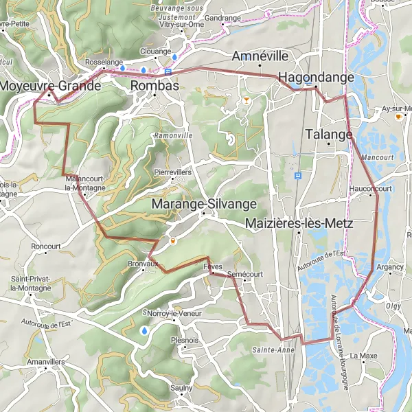 Map miniature of "Discovering Amnéville" cycling inspiration in Lorraine, France. Generated by Tarmacs.app cycling route planner