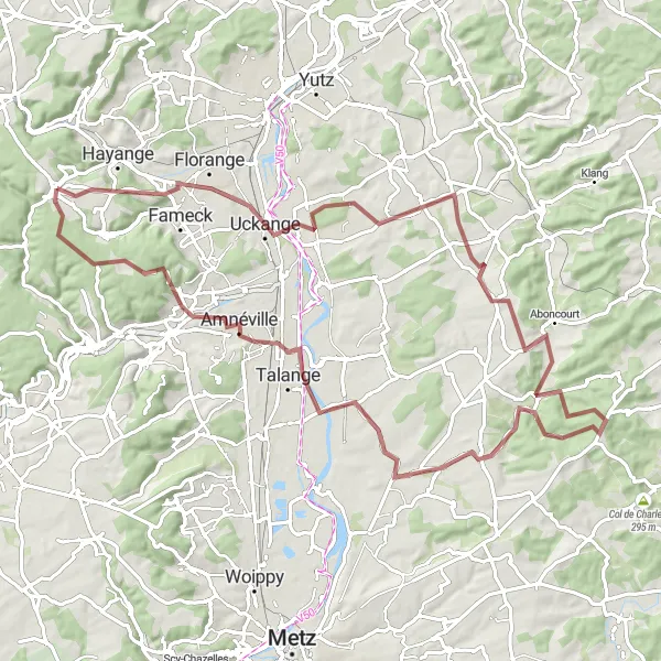 Map miniature of "Uckange Discovery" cycling inspiration in Lorraine, France. Generated by Tarmacs.app cycling route planner