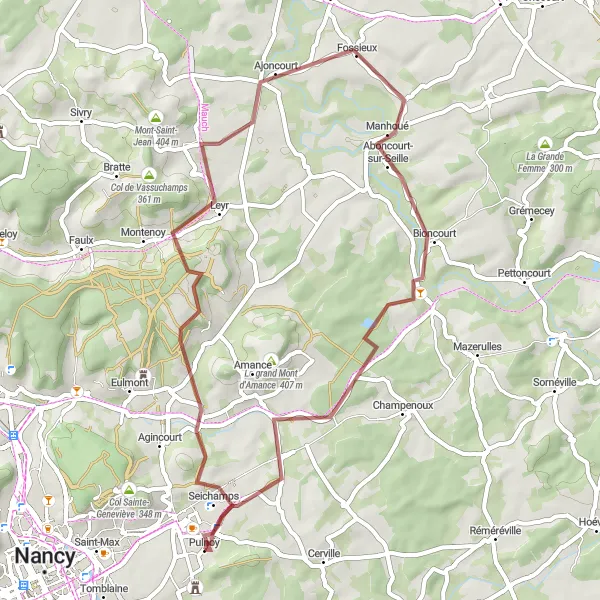 Miniature de la carte de l'inspiration cycliste "La Boucle des Vallées Lorraines" dans la Lorraine, France. Générée par le planificateur d'itinéraire cycliste Tarmacs.app