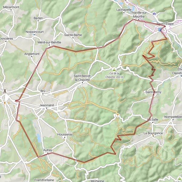 Map miniature of "Table d'Orientation Gravel Ride" cycling inspiration in Lorraine, France. Generated by Tarmacs.app cycling route planner