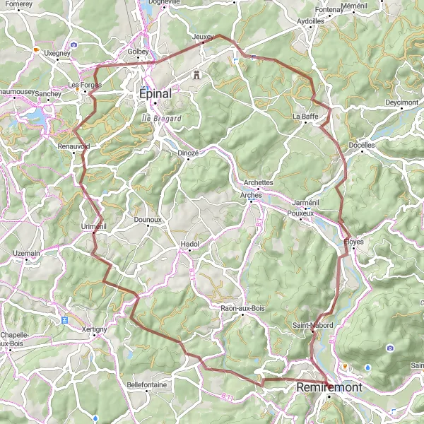 Map miniature of "The Scenic Loop" cycling inspiration in Lorraine, France. Generated by Tarmacs.app cycling route planner
