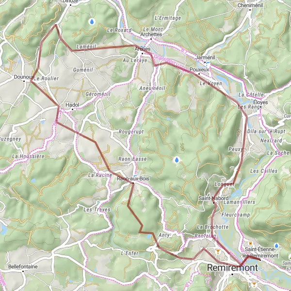 Map miniature of "Leshill Scramble" cycling inspiration in Lorraine, France. Generated by Tarmacs.app cycling route planner