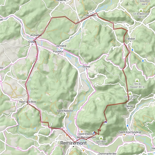 Map miniature of "Gravel Escape" cycling inspiration in Lorraine, France. Generated by Tarmacs.app cycling route planner