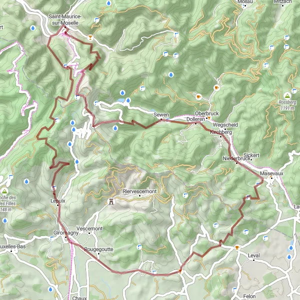 Miniature de la carte de l'inspiration cycliste "Boucle de la Moselle" dans la Lorraine, France. Générée par le planificateur d'itinéraire cycliste Tarmacs.app
