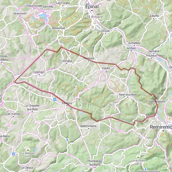 Map miniature of "Exploring the Valleys" cycling inspiration in Lorraine, France. Generated by Tarmacs.app cycling route planner