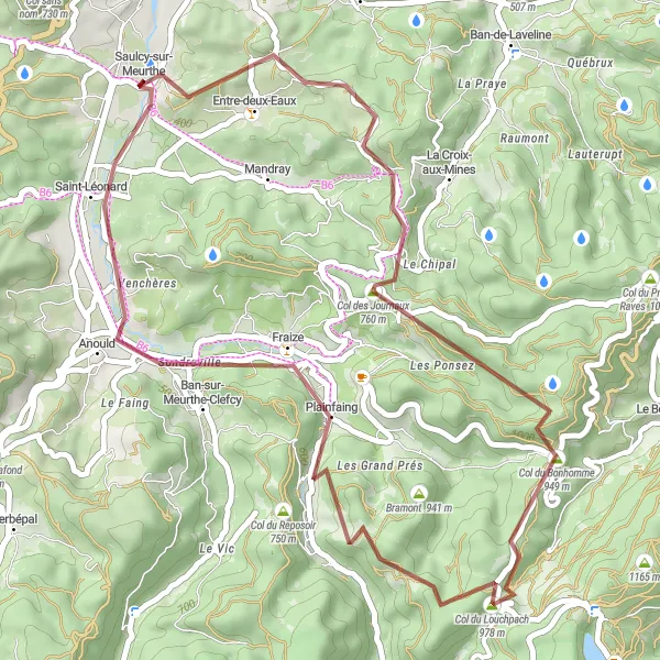 Map miniature of "Col des Journaux Circuit" cycling inspiration in Lorraine, France. Generated by Tarmacs.app cycling route planner