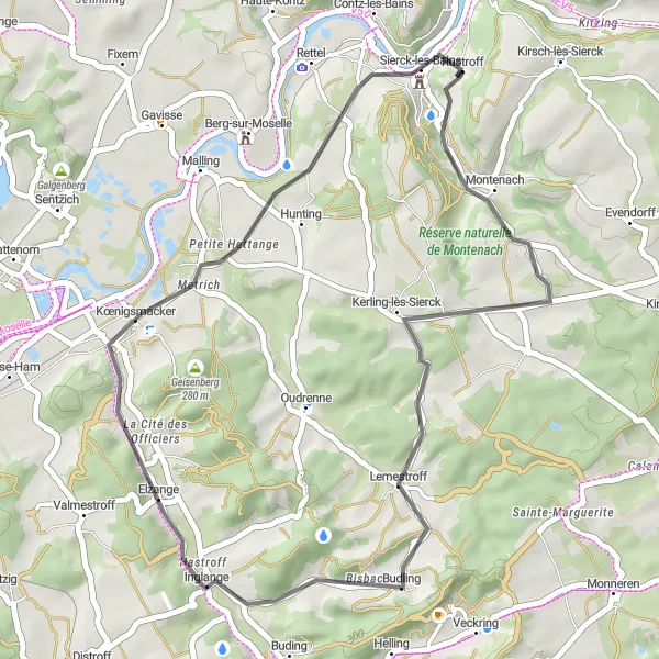 Map miniature of "Charming Villages Escape - Road Cycling Route" cycling inspiration in Lorraine, France. Generated by Tarmacs.app cycling route planner