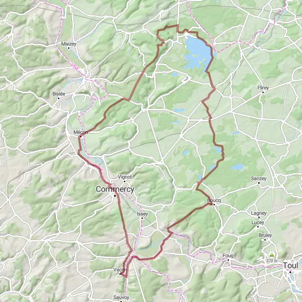 Map miniature of "Gravel Adventure through Lorraine" cycling inspiration in Lorraine, France. Generated by Tarmacs.app cycling route planner