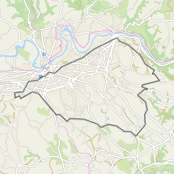 Map miniature of "Scenic Route to Puygouzon" cycling inspiration in Midi-Pyrénées, France. Generated by Tarmacs.app cycling route planner