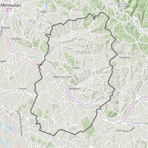 Miniatuurkaart van de fietsinspiratie "Bouwsteenmemorabel" in Midi-Pyrénées, France. Gemaakt door de Tarmacs.app fietsrouteplanner