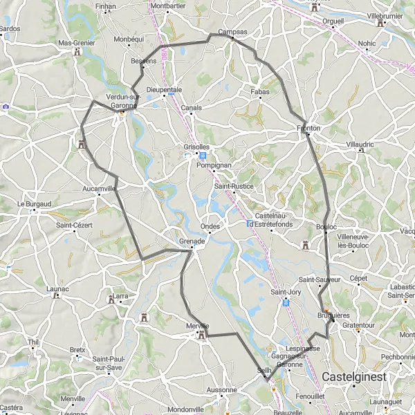 Miniatura mapy "Trasa Gagnac-sur-Garonne" - trasy rowerowej w Midi-Pyrénées, France. Wygenerowane przez planer tras rowerowych Tarmacs.app