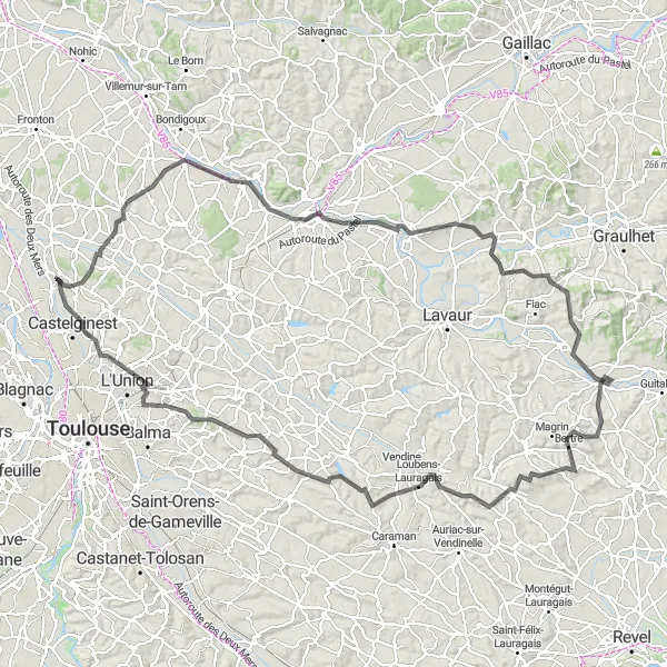 Miniatura mapy "Trasa Gratentour" - trasy rowerowej w Midi-Pyrénées, France. Wygenerowane przez planer tras rowerowych Tarmacs.app