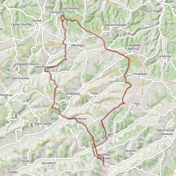 Karten-Miniaturansicht der Radinspiration "Gravelroute durch die ländliche Idylle" in Midi-Pyrénées, France. Erstellt vom Tarmacs.app-Routenplaner für Radtouren