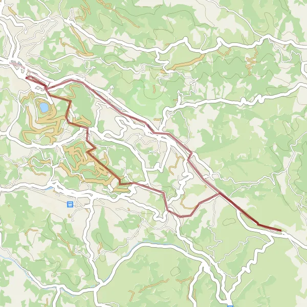 Miniatuurkaart van de fietsinspiratie "Verborgen schatten van de Gravelwegen" in Midi-Pyrénées, France. Gemaakt door de Tarmacs.app fietsrouteplanner